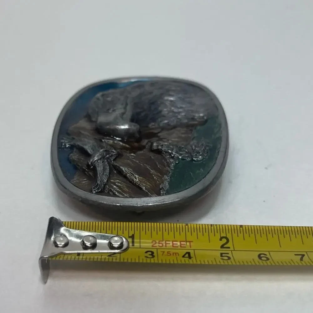 Vintage C&J Eagles Mountain Belt Buckle 1986 CJ 1135 Made in USA
